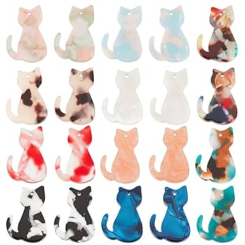 Amazon | PH PandaHall 猫チャーム レジン ペンダント 20個 10色